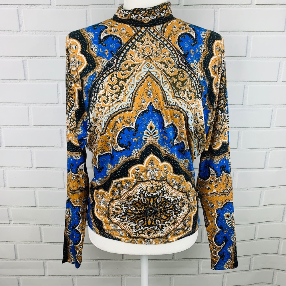 🔥FREE PEOPLE🔥Chase Me Tee Turtleneck Eclipse Combo Boho XS NWT - Picture 4 of 7